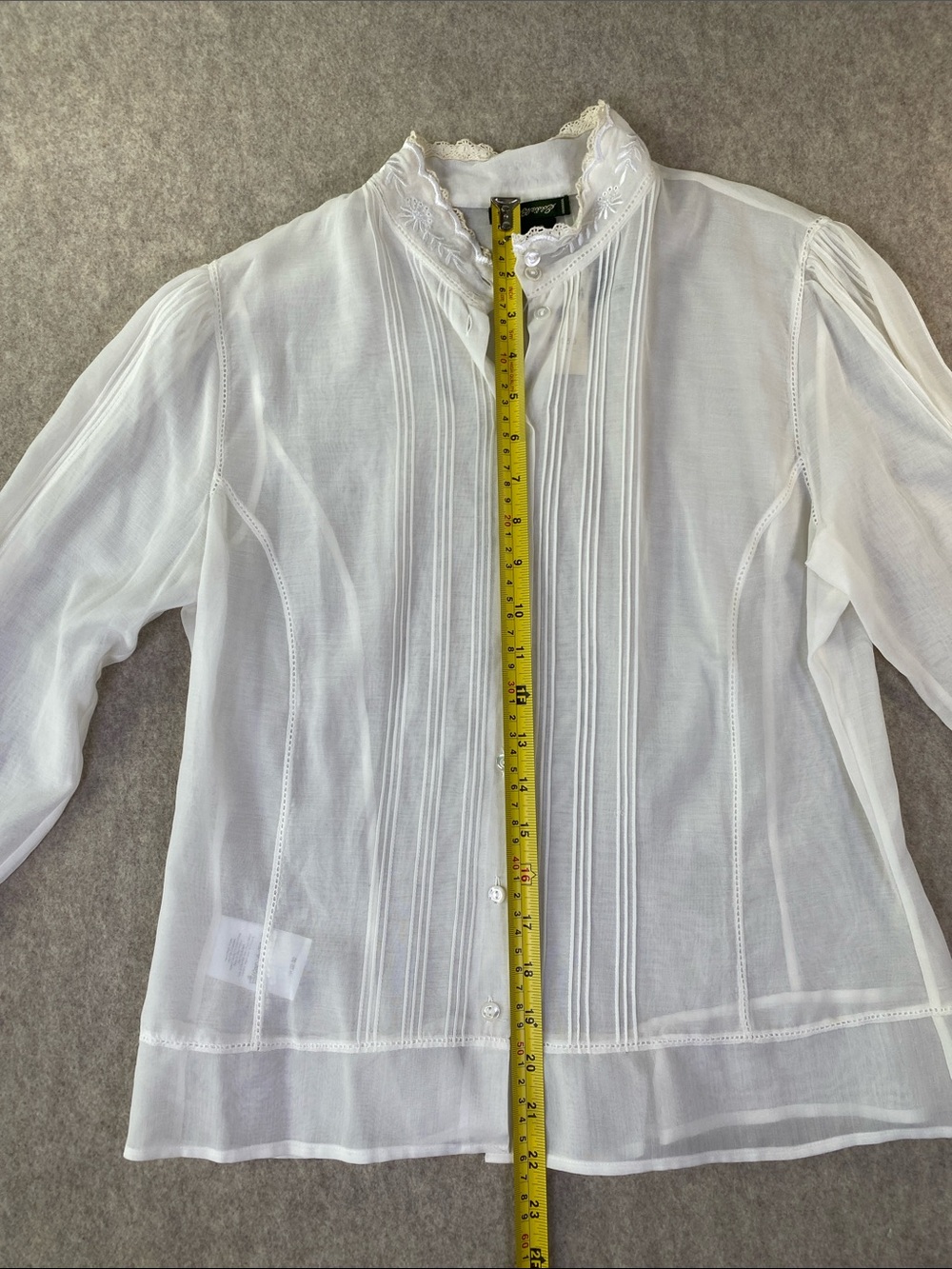 NWT Eddie Bauer Silk Lace-Trim Blouse with Embroidered Collar - Picture 5 of 10
